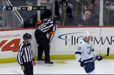 NHL Referee Throws Up On The Ice - PIT vs. TBL