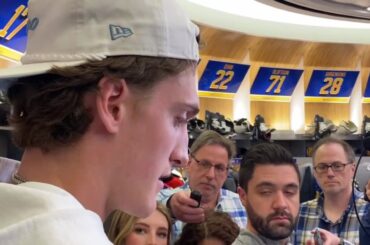 Tage Thompson speaks on locker cleanout day