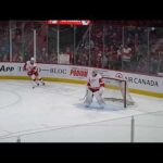 Detroit Red Wings goalie Alex Lyon warms up 4/16/24