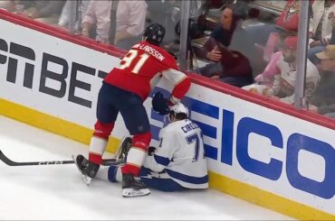 Anthony Cirelli Heads To Locker Room After Slamming Into Boards