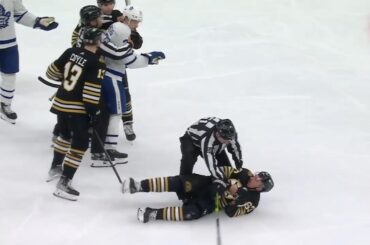 Brad Marchand Upset After Linesman Knocks Him Down