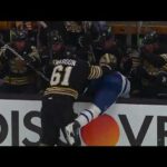 Patrick Maroon puts Timothy Liljegren into the Bruins bench!  in Gm 1 Leafs vs Bruins 2024 Playoffs