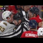 Brandon Montour Mocks Brad Marchand With Licking Motion During Scrum