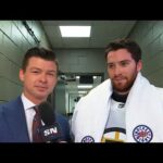 Jeremy Swayman chats with sportsnetkyle following a 28 save performance in Game 5 / 14.05.2024