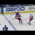 Hurricane’s Goalie Frederik Andersen Skates the Puck Up the Ice vs Rangers!