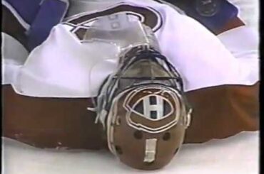 Patrice Brisebois vs Bernie Nicholls & Nicholls collided with Patrick Roy