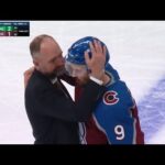 Touching moment between Stars coach Peter DeBoer and Zach Parise who just played his last game inNHL