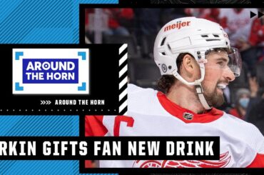 BEER HIM! Dylan Larkin's nice gesture after spilling a fan's drink 🍻 | Around The Horn