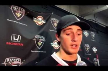 Mason Geertsen after the Vancouver Giants' 3-0 win over the Kamloops Blazers on Oct. 17, 2014