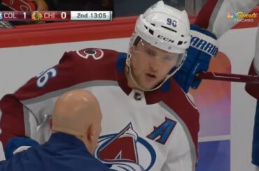 Scrum after Connor Murphy crushes Mikko Rantanen