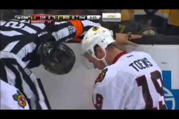 Dennis Seidenberg hit from behind on Blackhawks Jonathan Toews