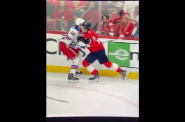 Big hit by Dmitry Kulikov on Will Cuylle (Florida Panthers vs New York Rangers)
