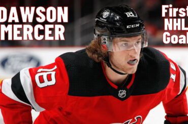 Dawson Mercer #18 (New Jersey Devils) first NHL goal Oct 19, 2021