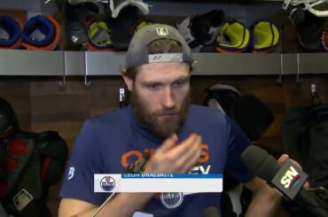 A frustrated Leon Draisaitl speaks to the media after going down 0:3 in the StanleyCupFinal 13.06.24