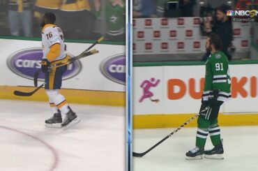 Tyler Seguin outwaits P.K. Subban after warmups