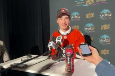 Beckett Sennecke Anaheim Ducks VERY FIRST INTERVIEW - NHL DRAFT NIGHT 2024