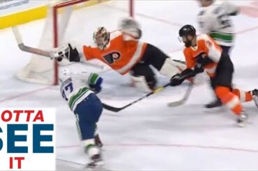 GOTTA SEE IT: Flyers’ Carter Hart Dives Across Crease To Rob Nikolay Goldobin