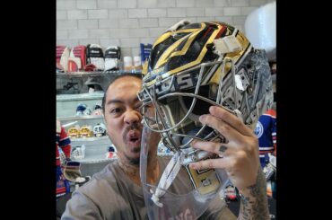 Game Worn Exchange: Logan Thompson Game Worn Goalie Mask 2021-22 Las Vegas Golden Knights Friedesign