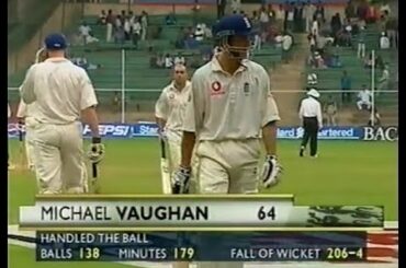 Michael Vaughan out 'Handling the ball' Rare Incident   India v England 2001