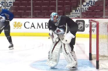 Gotta See It: Roy takes to Avalanche practice in goalie gear