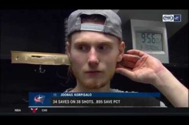 Joonas Korpisalo admires but isn't intimidated by Tuukka Rask | BLUE JACKETS-BRUINS POSTGAME