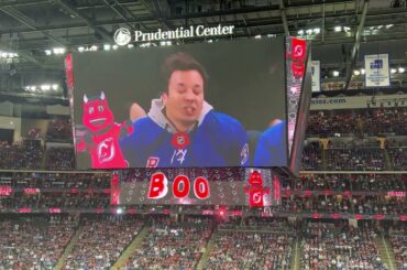 NJ Devils NY Rangers Game 7 Jimmy Fallon SUCKS In Arena Video