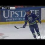 Zack MacEwen bats in opening goal of game against the Crunch