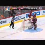 1/20/13: Mike Smith isn't very happy, destroys stick against post