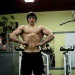 Jakub Hašpl 17  years old bodybuilder posing, flexing and training in the gym