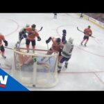 J.T. Miller Taps In Elias Pettersson Shot Off Carter Hart's Pads