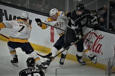 Mark Borowiecki Leaves The Game After His Head Snaps Back And Crashes Into The Glass