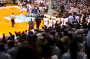 Gerald Henderson foul on Tyler Hansbrough, from CROWD angle!