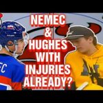 NJ Devils With 2 Key Injuries Already with Simon Nemec & Luke Hughes?