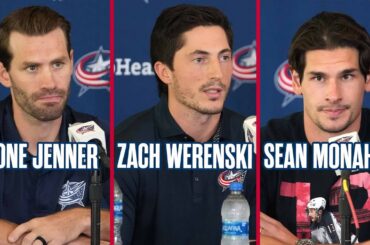 Boone Jenner, Zach Werenski and Sean Monahan on Blue Jackets Training Camp | Media Availability