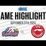 OHL Highlights: Saginaw Spirit @ Sault Ste. Marie Greyhounds Sept. 27, 2024