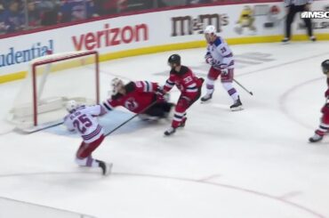 Anton Blidh scores a goal against the New Jersey Devils