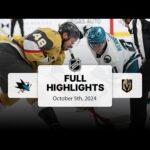 Sharks at Golden Knights | October 05, 2024 | NHL Preseason Full Game Highlights