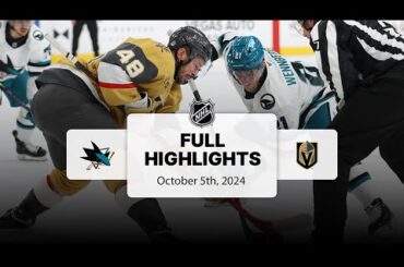 Sharks at Golden Knights | October 05, 2024 | NHL Preseason Full Game Highlights