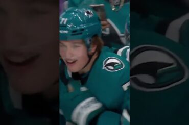 Celebrini can celly 1st NHL Goal on NHL Debut!! 😱🦈