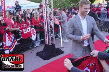 Dougie Hamilton Signs Autographs On NJ Devils Red Carpet Before Home Opener