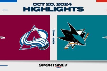 NHL Highlights | Avalanche vs. Sharks - October 20, 2024