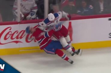 Rangers' Jacob Trouba Catches Justin Barron With Crushing Hit