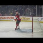 Utica Comets goalie Nico Daws warms up 10/25/24