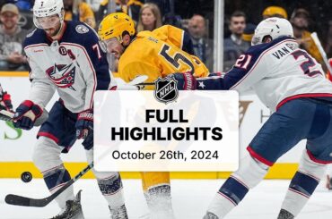 Blue Jackets at Predators | October 26, 2024 | NHL Full Game Highlights