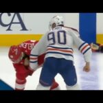 Oilers' Corey Perry Takes On Red Wings' Joe Veleno In Spirited Tilt