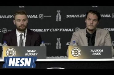 Tuukka Rask, Sean Kuraly Bruins vs. Blues Stanley Cup Final Game 1 Press Conference